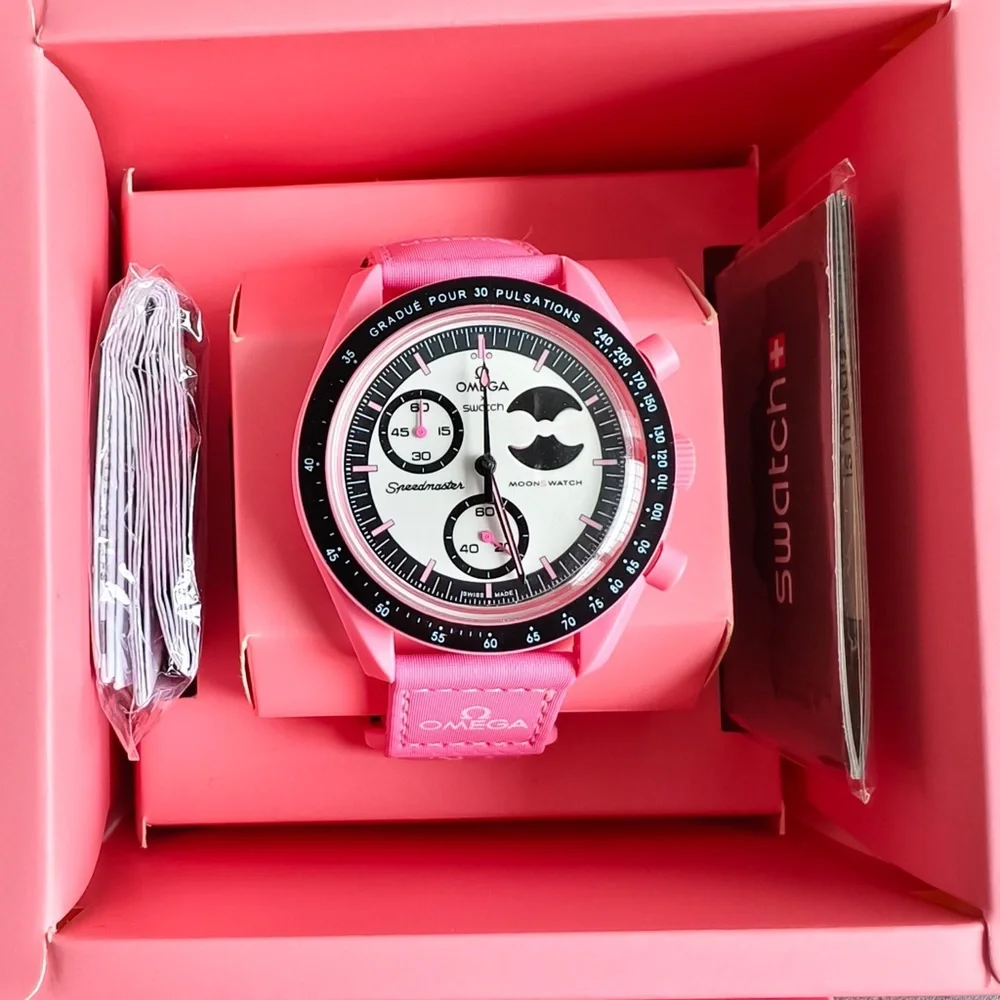 Swatch Pink Moonwatch Speedmaster-Inspired Chronograph